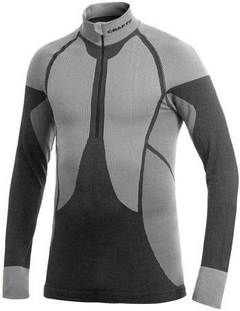 Pro Warm Undershirt Lange Mouwen Zip Mockneck Heren Zwart Grijs