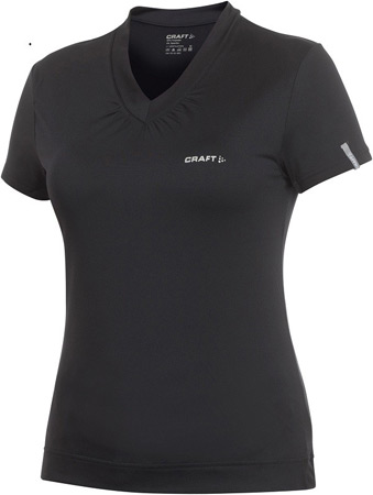 Active Run V Neck Tee Dames Zwart