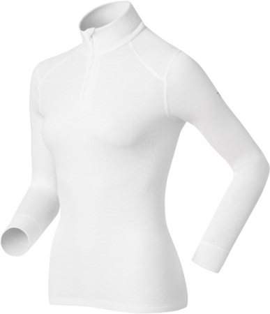 Shirt lange Mouwen Warm en Halve Rits Wit Dames