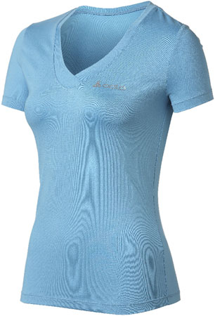 T Shirt S S V Neck Lucca Logo Blue Dames