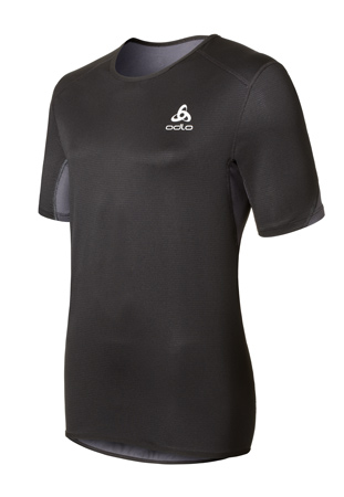 Odlo : Shirt Korte Mouwen Crew Neck Windproof Zwart/Grijs Heren 