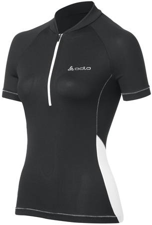 picture Stand-Up Colar SS 1/2 Zip Fluid Black/White Dames
