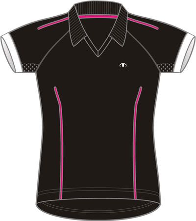 Ultima : Indoor Jersey SS V-Shaped Zwart/Roze Dames 