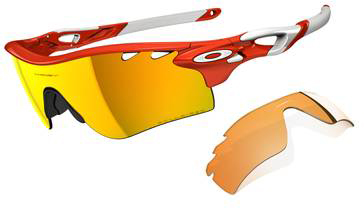 picture Radarlock Path Blood Orange/Fire Iridium Polarized Vented & Persimmon