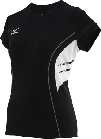Team Running Tee Women Black White Grey