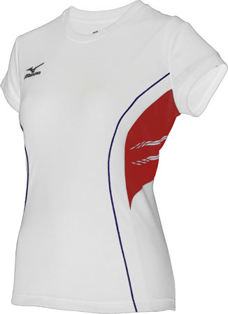 Team Running Tee Women White Red Navy