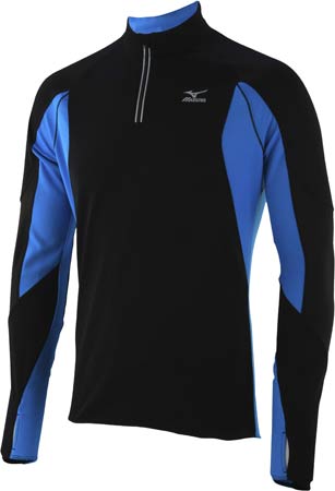 L S 1 2 Zip Stretch Combo Shirt Heren Black Blue Danube