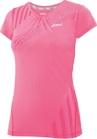 Asics : W`s S/S All Over Tee Neon Pink Dames 