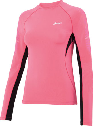 W`s L S Crew Neck Top Neon Pink Black Dames