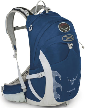Talon 22 Indigo - Talon 22 van Osprey is een dagrugzak met 2 grote compartimenten, van elkaar gescheiden door een netje. Er zijn 2 zijzakken in stretch, 1 grote voorzak in stretch en een zak in de heupriem.