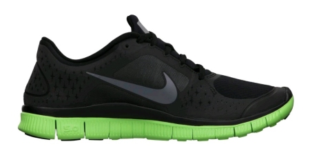 Free Run+ 3 Zwart/Groen Heren Hardloopschoen