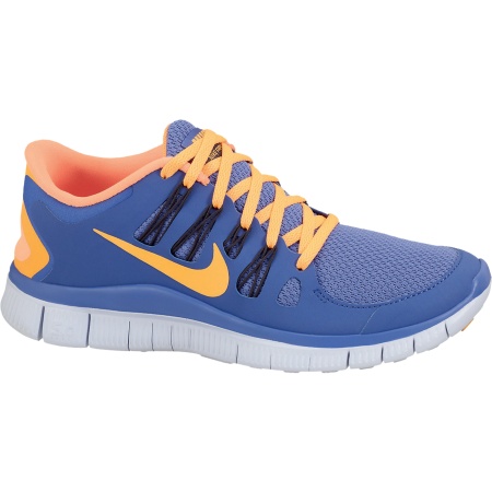 Free 5.0+ Blauw/Oranje Dames Hardloopschoen