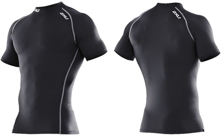 Compression S/S Top Black/Black Heren