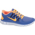 Free 5.0+ Blauw/Oranje Dames Hardloopschoen