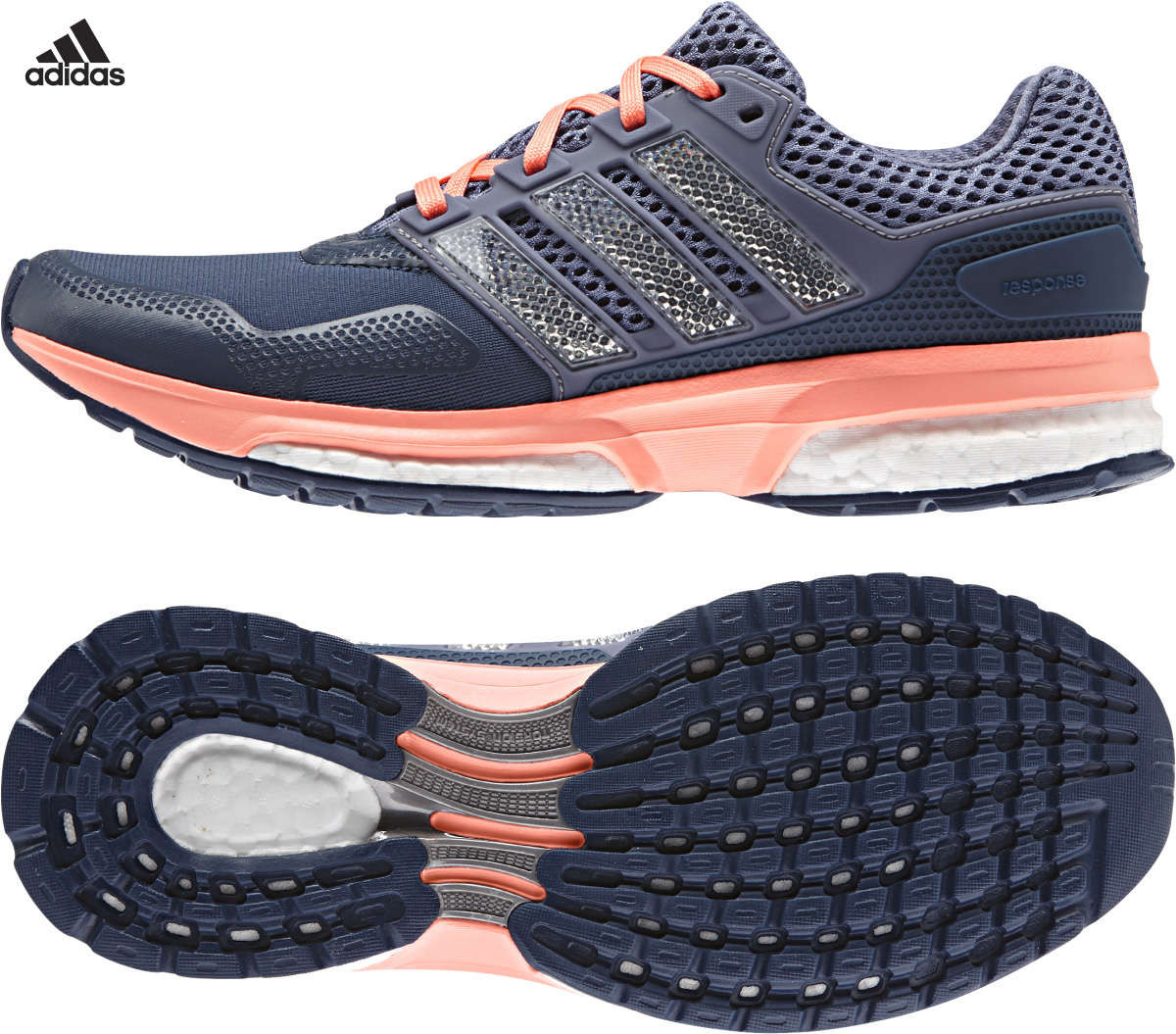 adidas Response 2 Techfit Hardloopschoenen Blauw/Paars/Oranje Dames