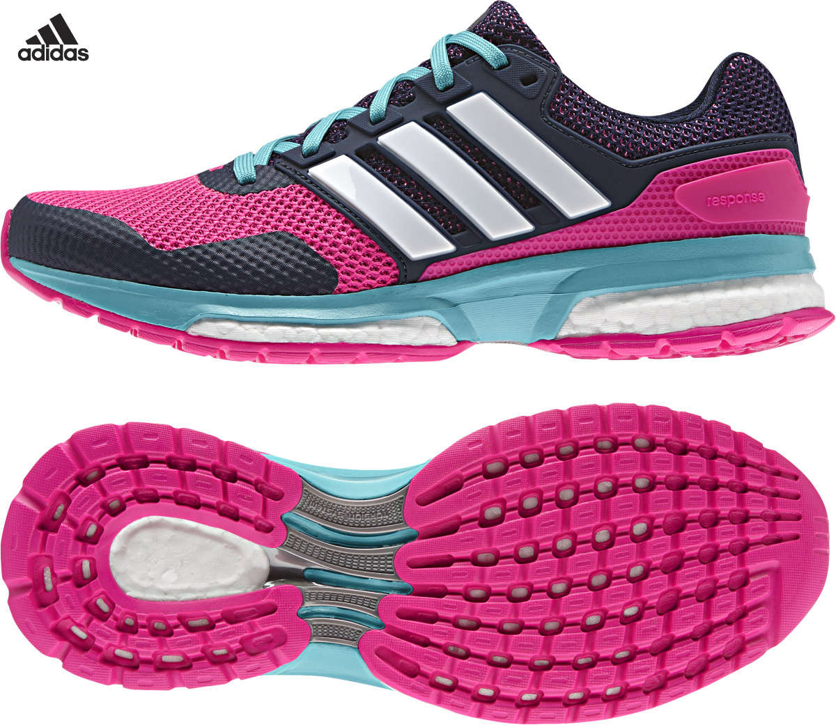 adidas Response Boost 2 Hardloopschoenen Roze/Paars/Blauw Dames