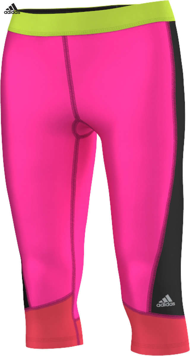 adidas Techfit Capri Hardloopbroek Roze/Zwart/Groen Dames