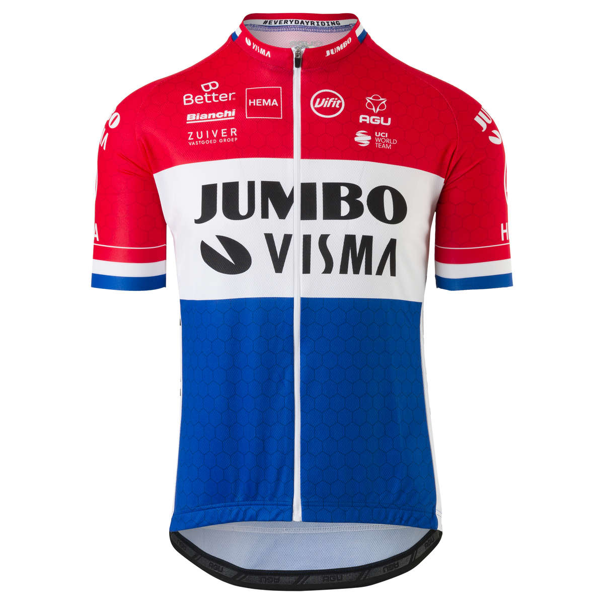 AGU Team Jumbo-Visma Nederlands Kampioen Replica Fietsshirt Korte Mouwen koop je bij
