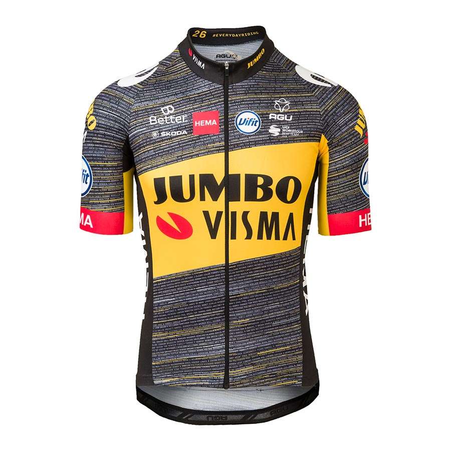 AGU Jumbo-Visma Replica TdF 2021 Fietsshirt Korte Mouwen Geel/Zwart Heren