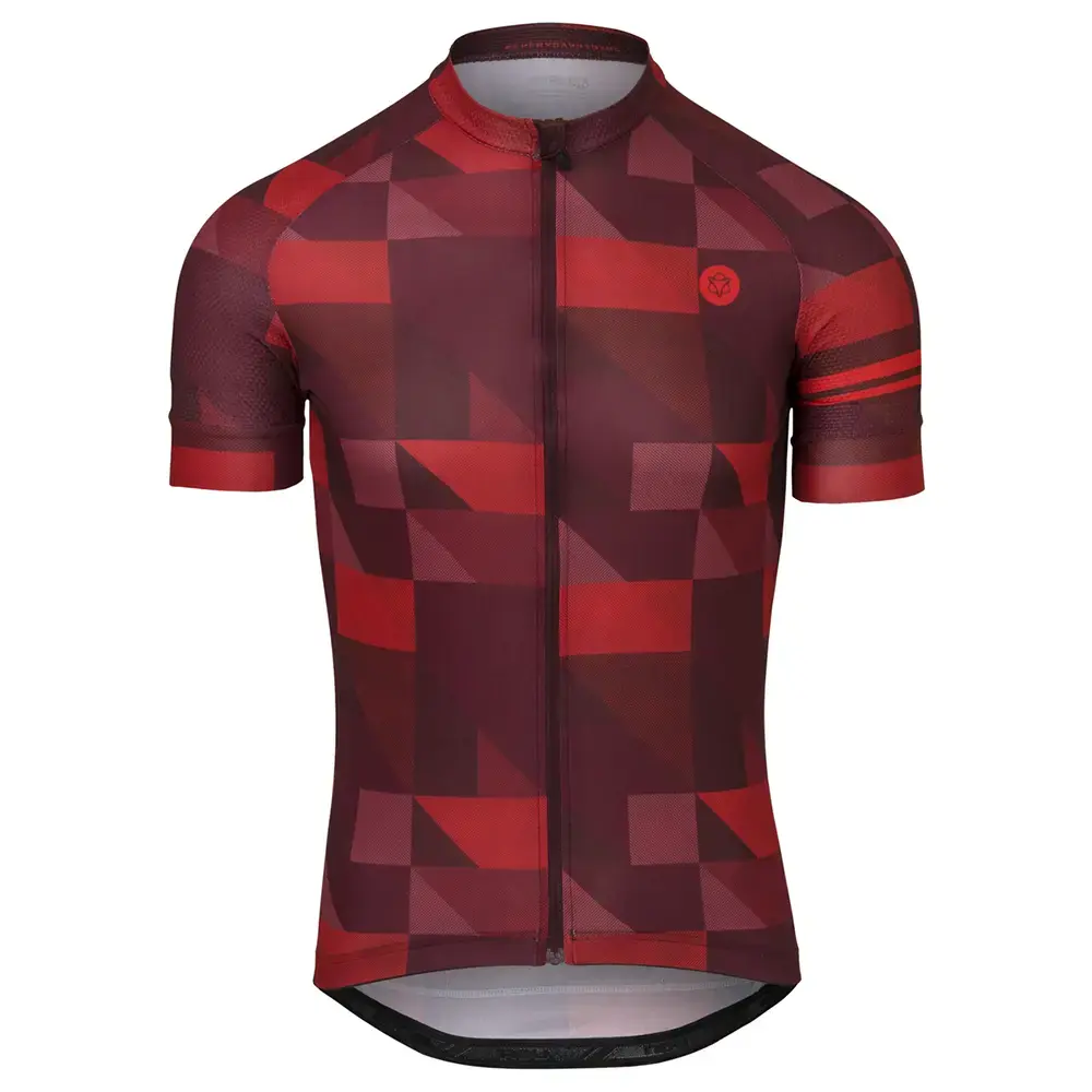 AGU Triangle Stripe Essential Fietsshirt Korte Mouwen Rood Heren