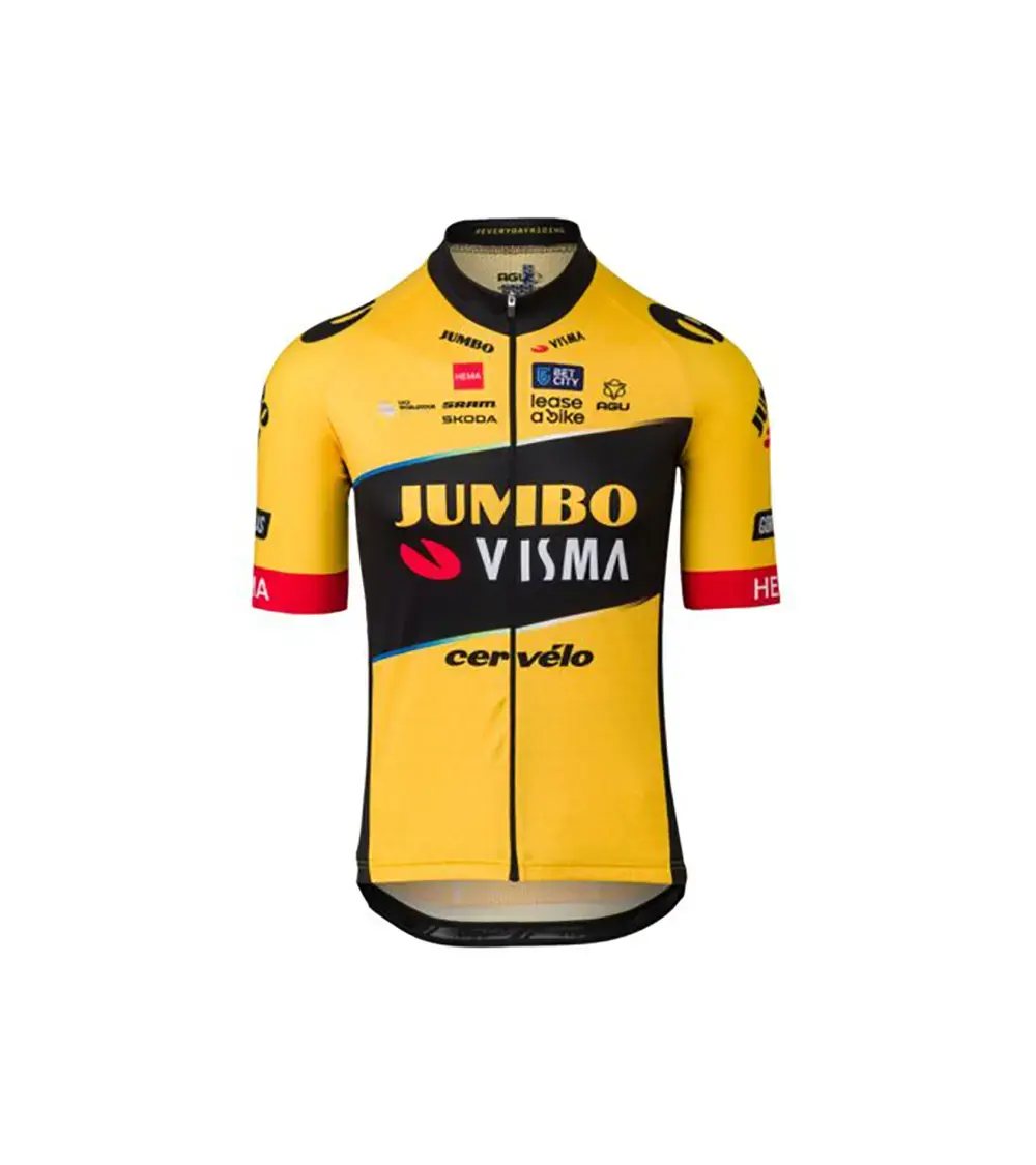 AGU Jumbo-Visma Replica Fietsshirt Korte Mouwen Geel/Zwart Heren