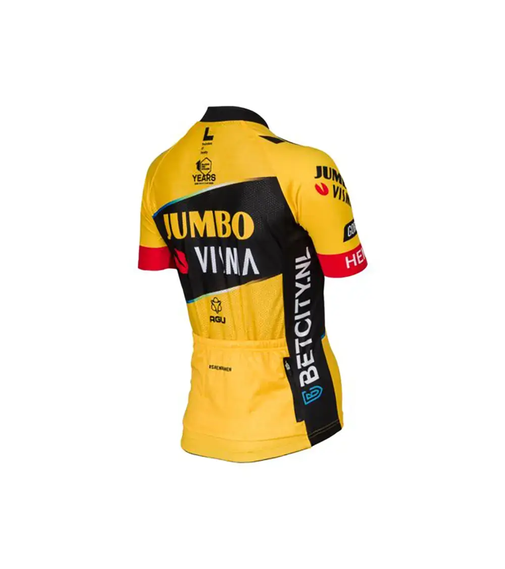 AGU Jumbo-Visma Replica Fietsshirt Korte Mouwen Geel/Zwart Dames