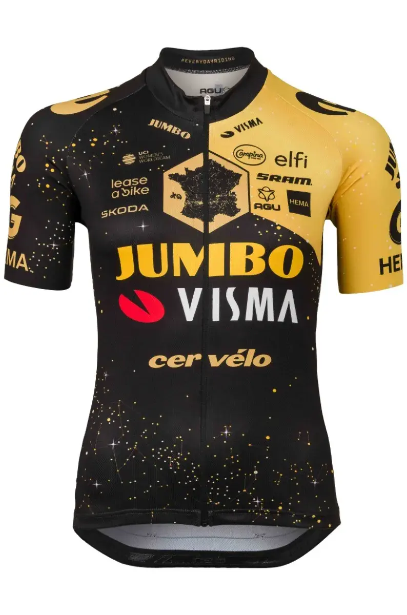 AGU Jumbo-Visma Replica TDF Fietsshirt Korte Mouwen Geel/Zwart Dames