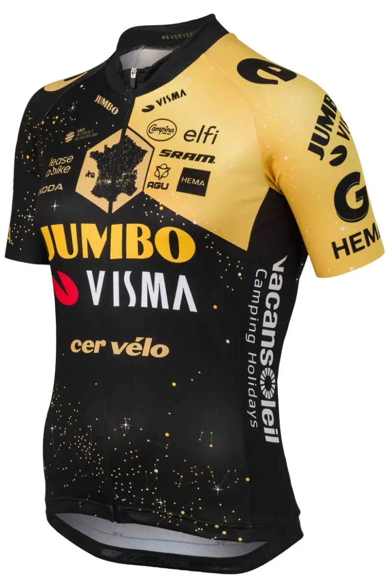 AGU Jumbo-Visma Replica TDF Fietsshirt Korte Mouwen Geel/Zwart Dames