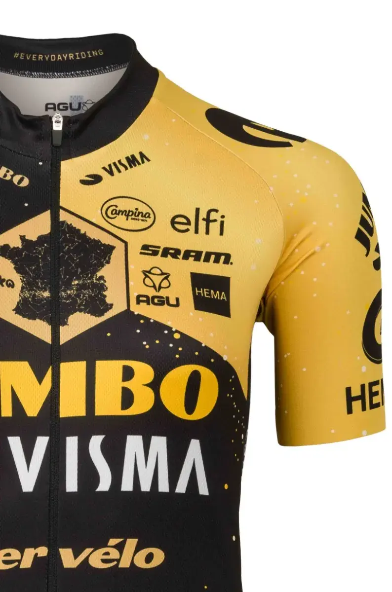 AGU Jumbo-Visma Replica TDF Fietsshirt Korte Mouwen Geel/Zwart Dames