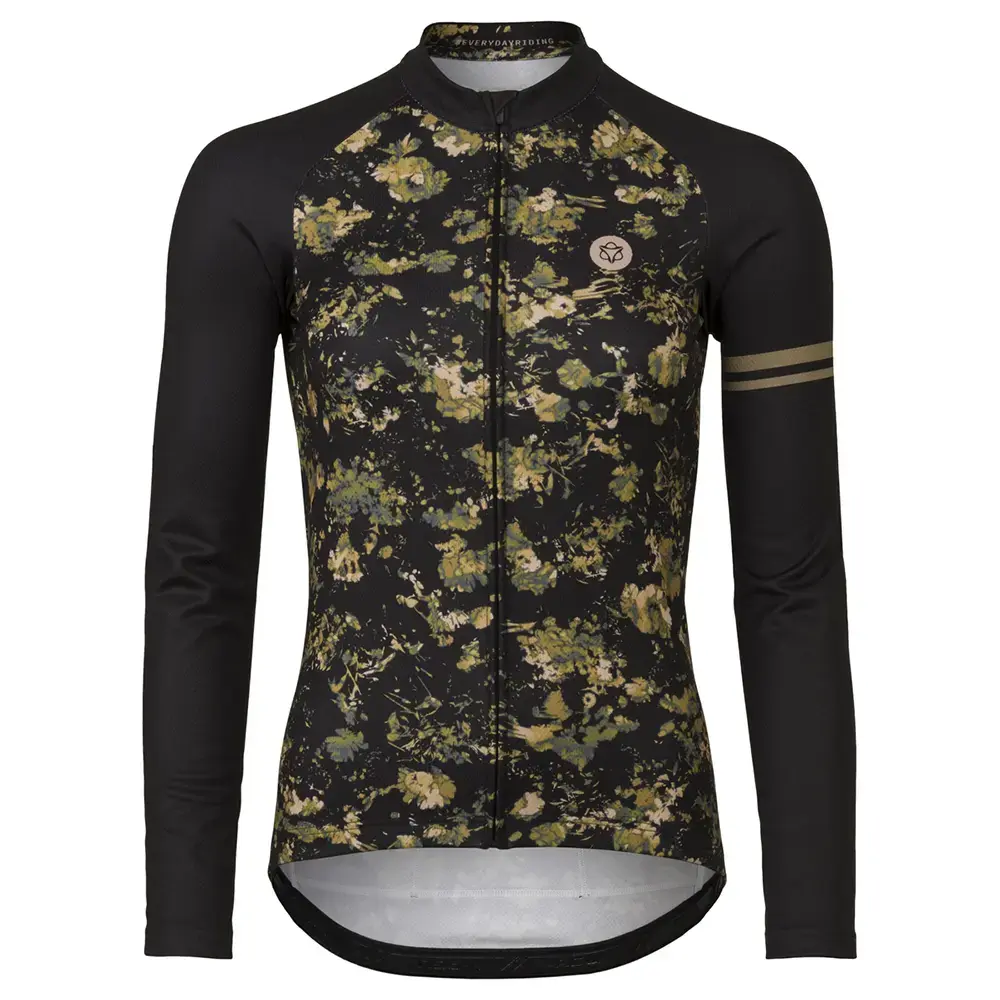 AGU Essential Abstract Flower Fietsshirt Lange Mouwen Zwart/Multi Dames