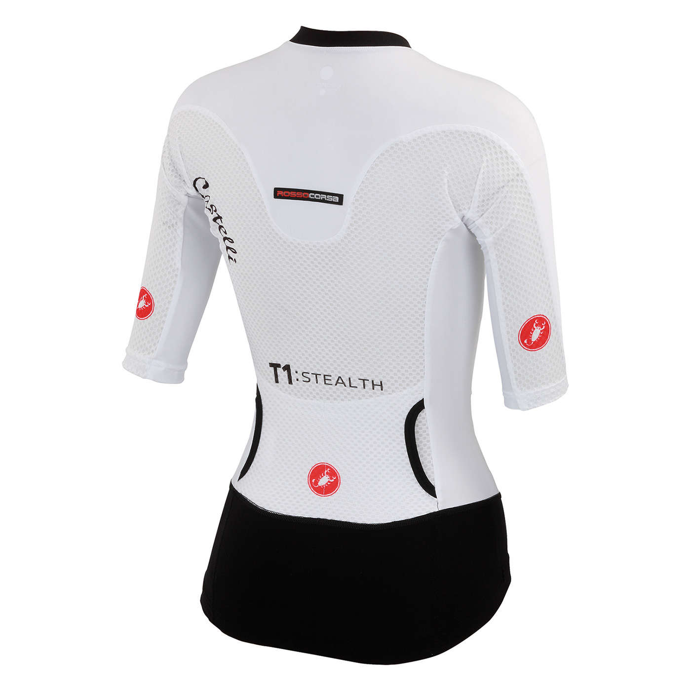 Castelli T1: Stealth Triathlon Shirt Korte Mouwen Wit/Zwart Dames