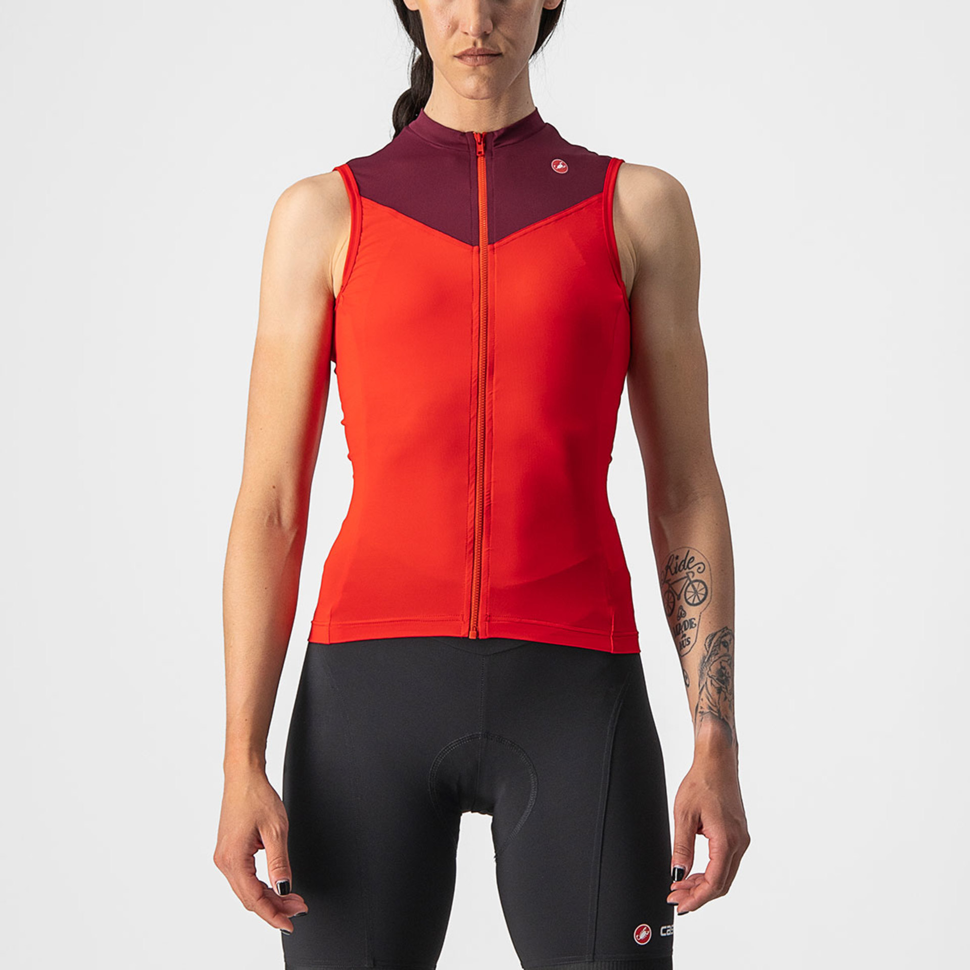 Castelli Solaris Fietsshirt Zonder Mouwen Rood/Bordeauxrood Dames