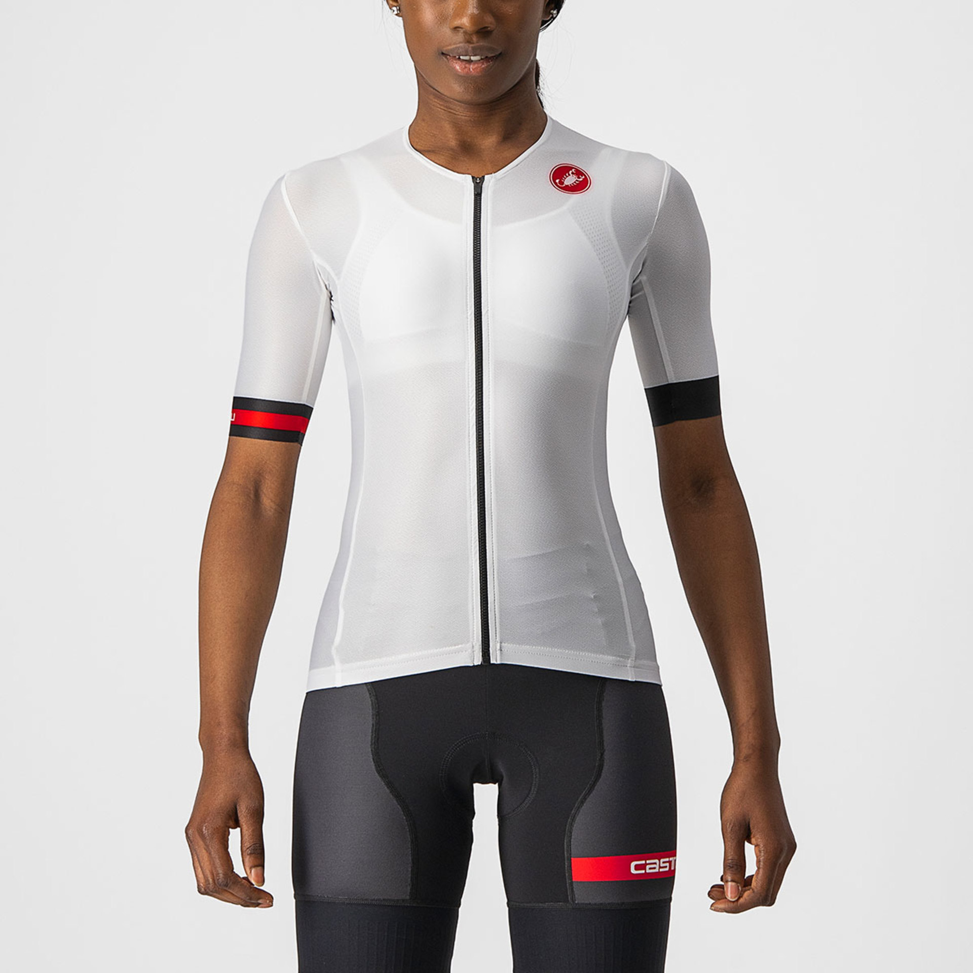 Castelli Free Speed 2 Race Triathlon Shirt Korte Mouwen Wit Zwart