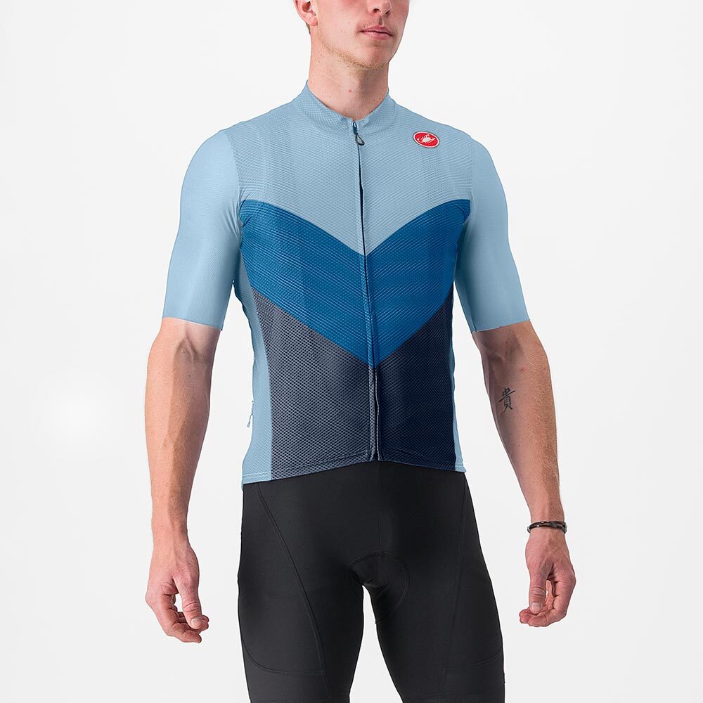 Castelli Endurance Pro 2 Fietsshirt Korte Mouwen Lichtblauw/Blauw Heren