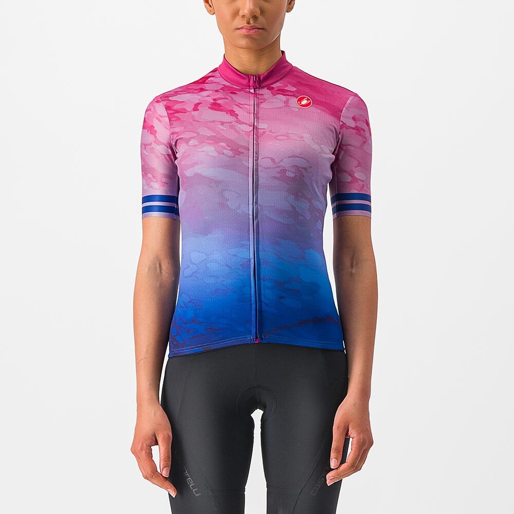 Castelli Marmo Fietsshirt Korte Mouwen Roze/Blauw Dames