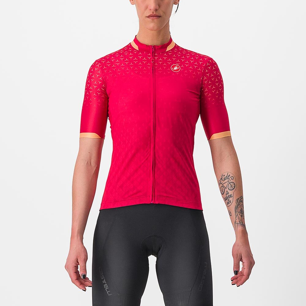 Castelli Pezzi Fietsshirt Korte Mouwen Rood Dames