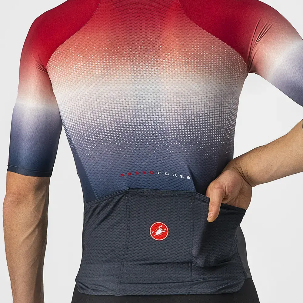 Castelli Aero Race 6.0 Fietsshirt Korte Mouwen Blauw/Rood Heren
