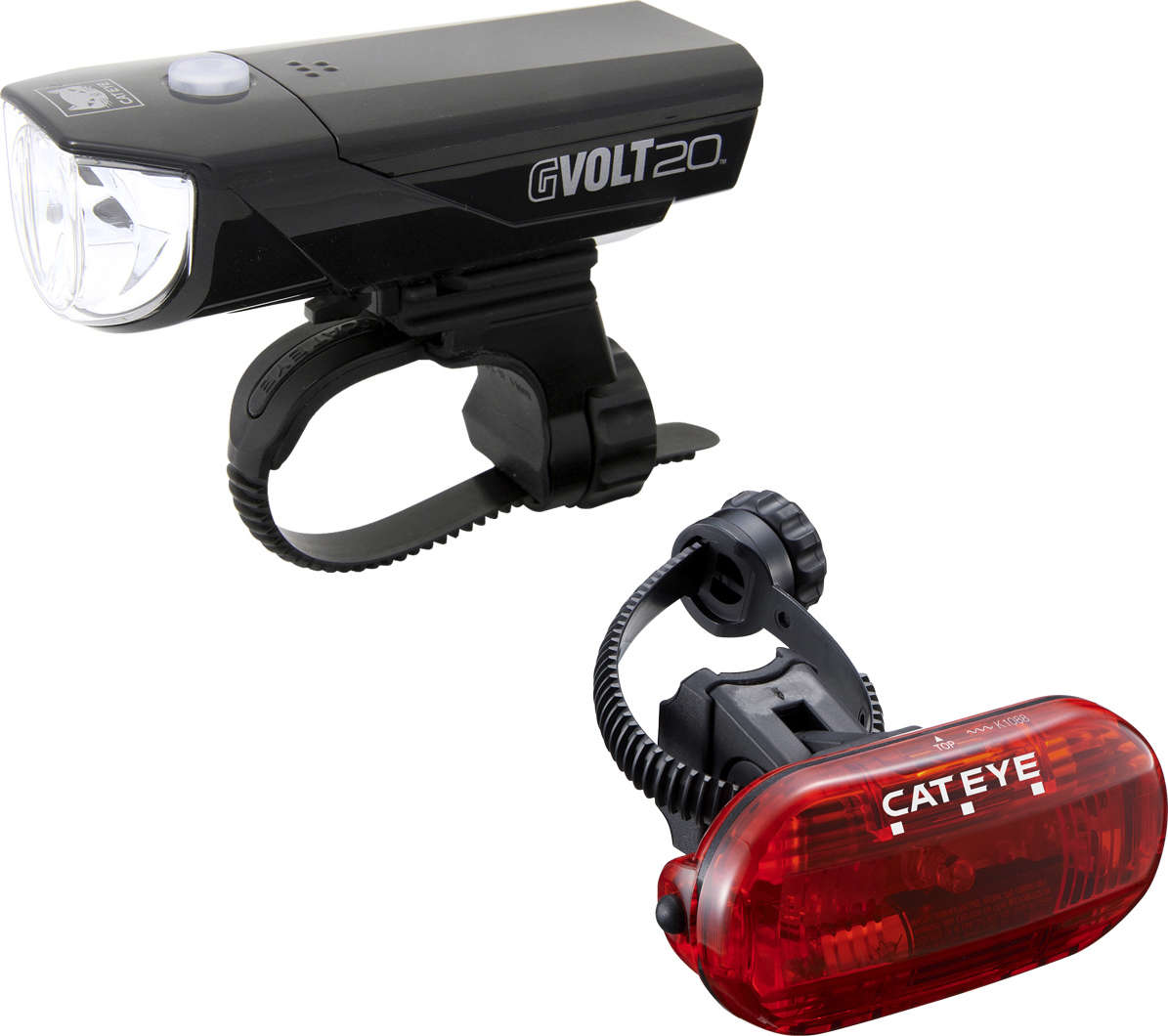 Cateye GVolt 20 HL-EL350G en TL-LD135G Verlichtingsset Zwart