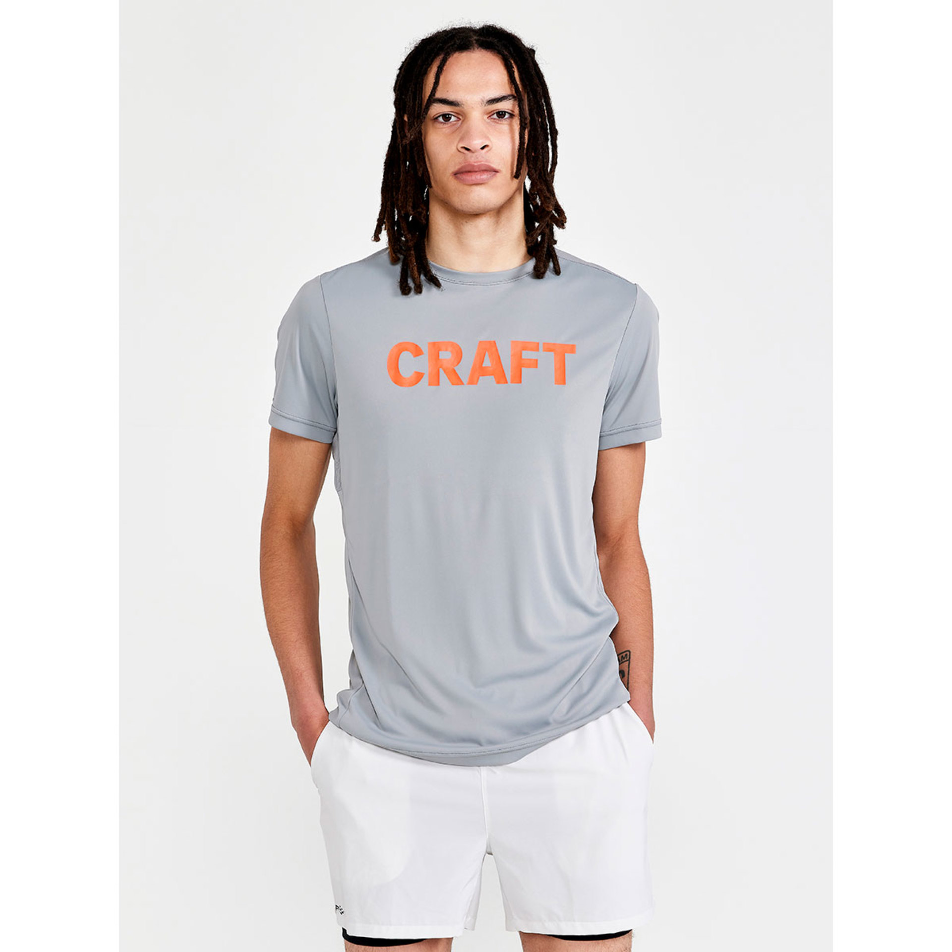 Craft CORE Charge Hardloopshirt Korte Mouwen Grijs/Oranje Heren