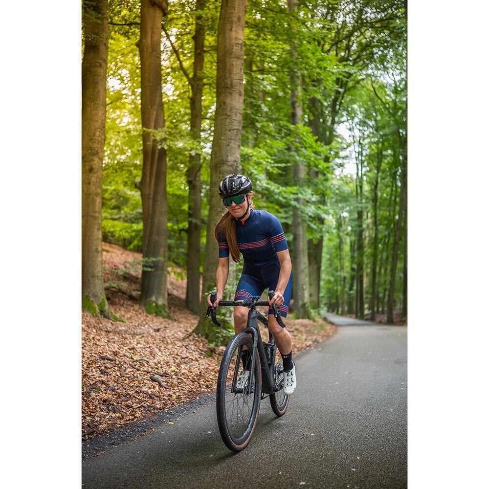 Craft Simone Cornelisse  Fietsbroek Kort Met Bretels Met Zeem Blauw/Roze Dam