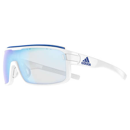 adidas Zonyk Pro S Sport Zonnebril Shiny Wit/Vario Blue Mirror