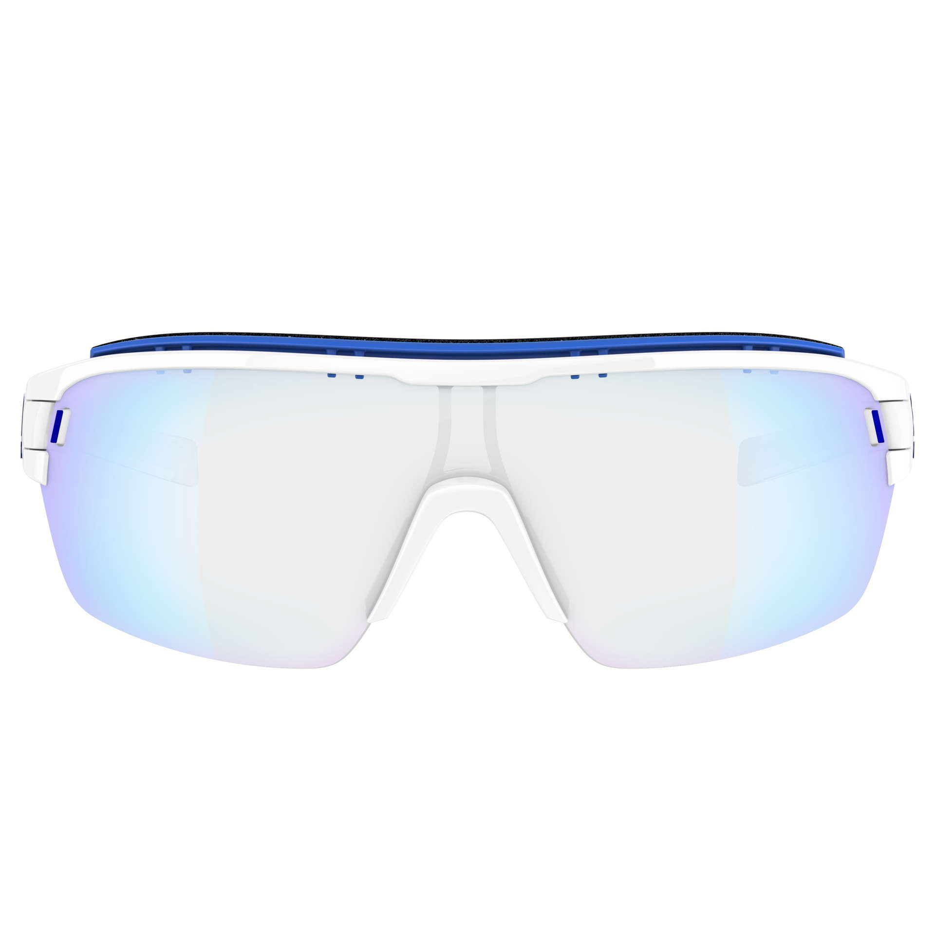 adidas Zonyk Aero Pro L Sport Zonnebril Shiny Wit/Vario Blue Mirror