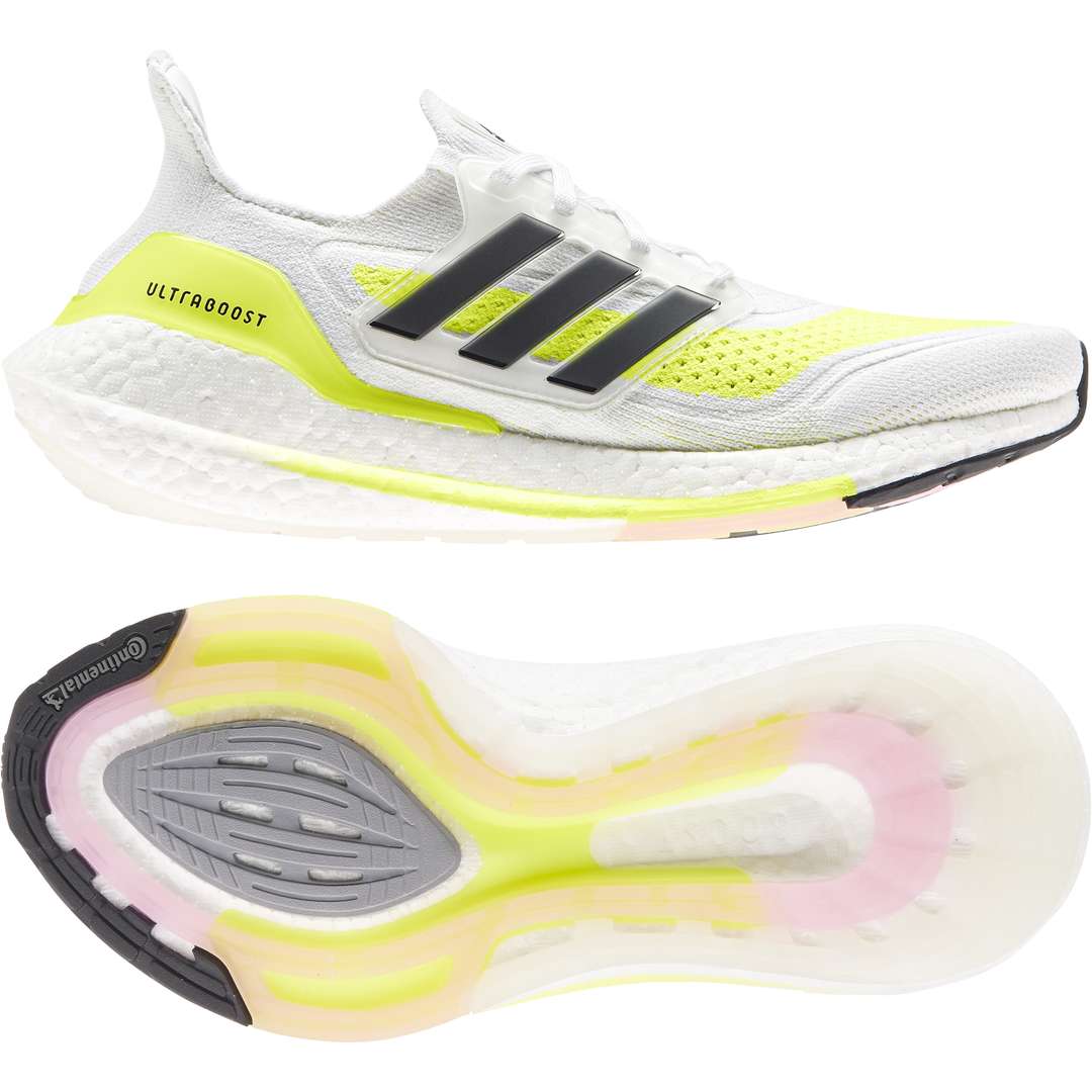 adidas Ultraboost 21 Hardloopschoenen Wit/Zwart/Geel Dames