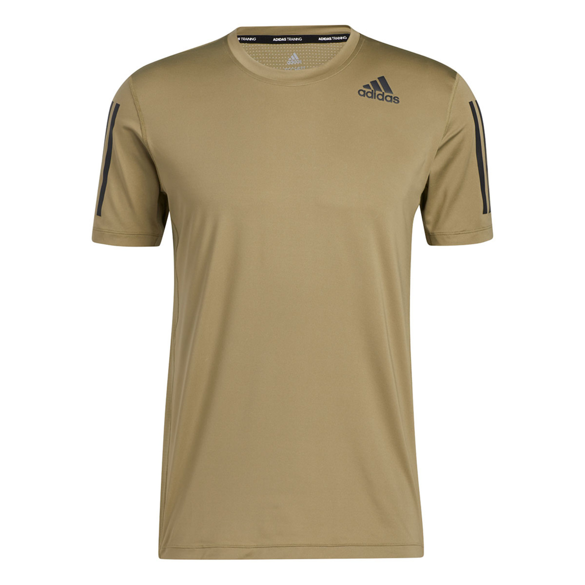 adidas 3-Stripes Training Hardloopshirt Korte Mouwen Groen Heren