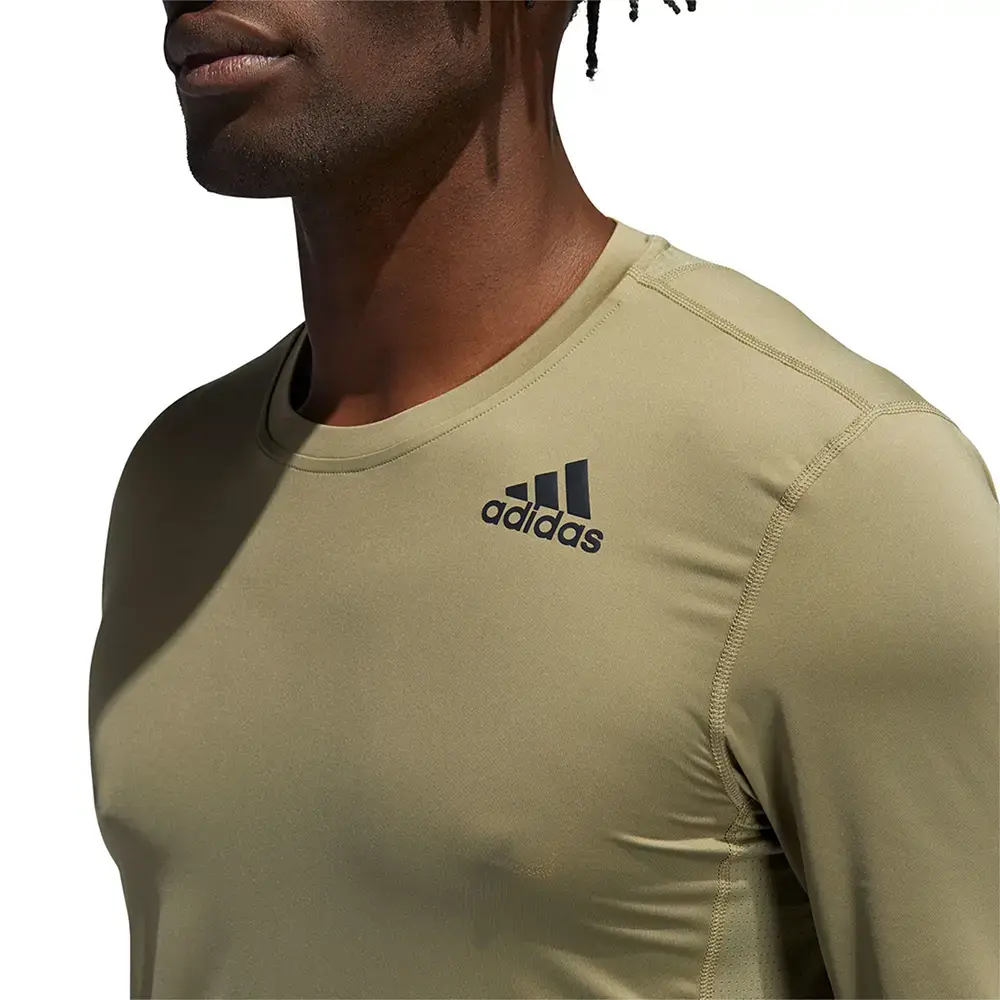 adidas 3-Stripes Training Hardloopshirt Lange Mouwen Groen Heren