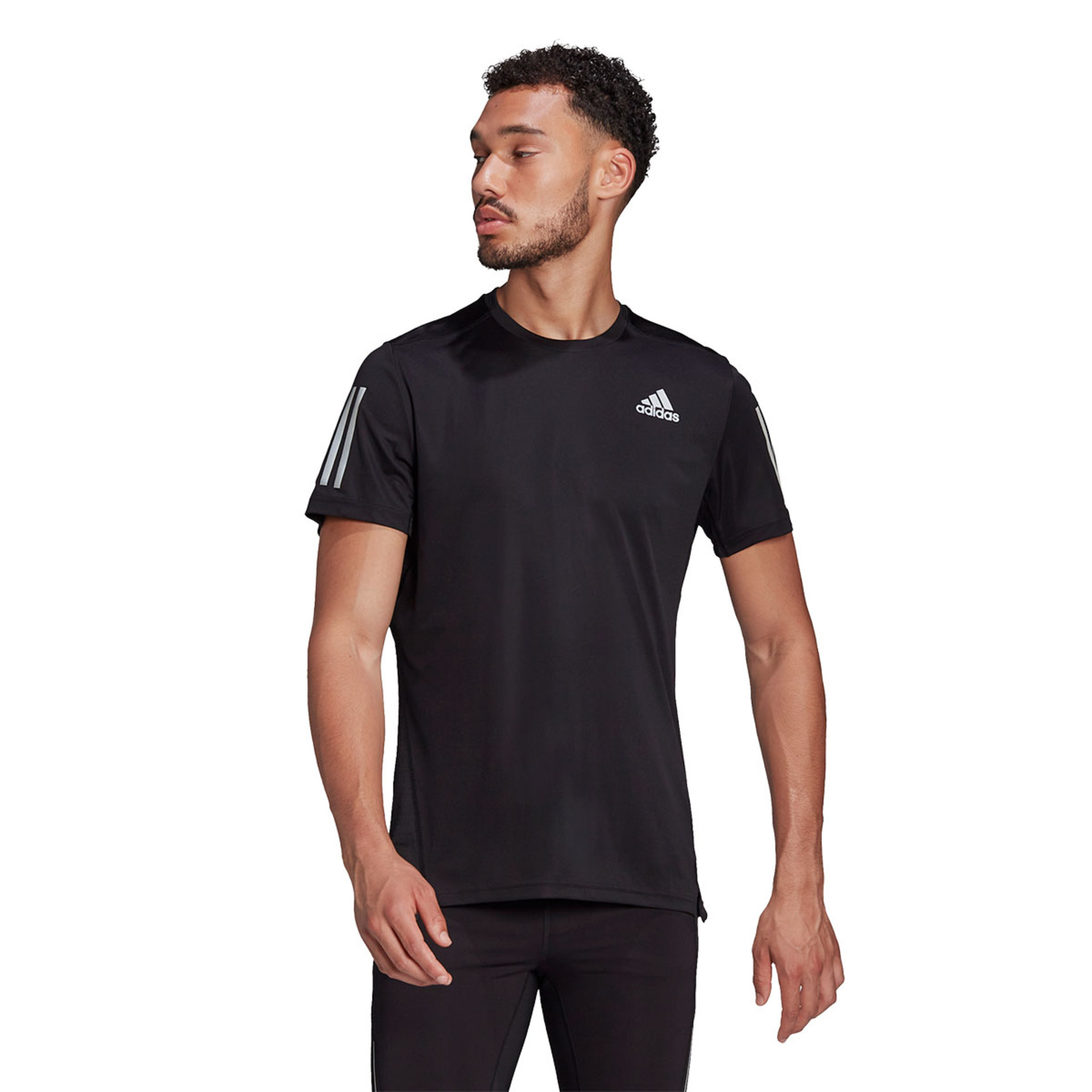 adidas Own The Run Hardloopshirt Korte Mouwen Zwart/Zilver Heren