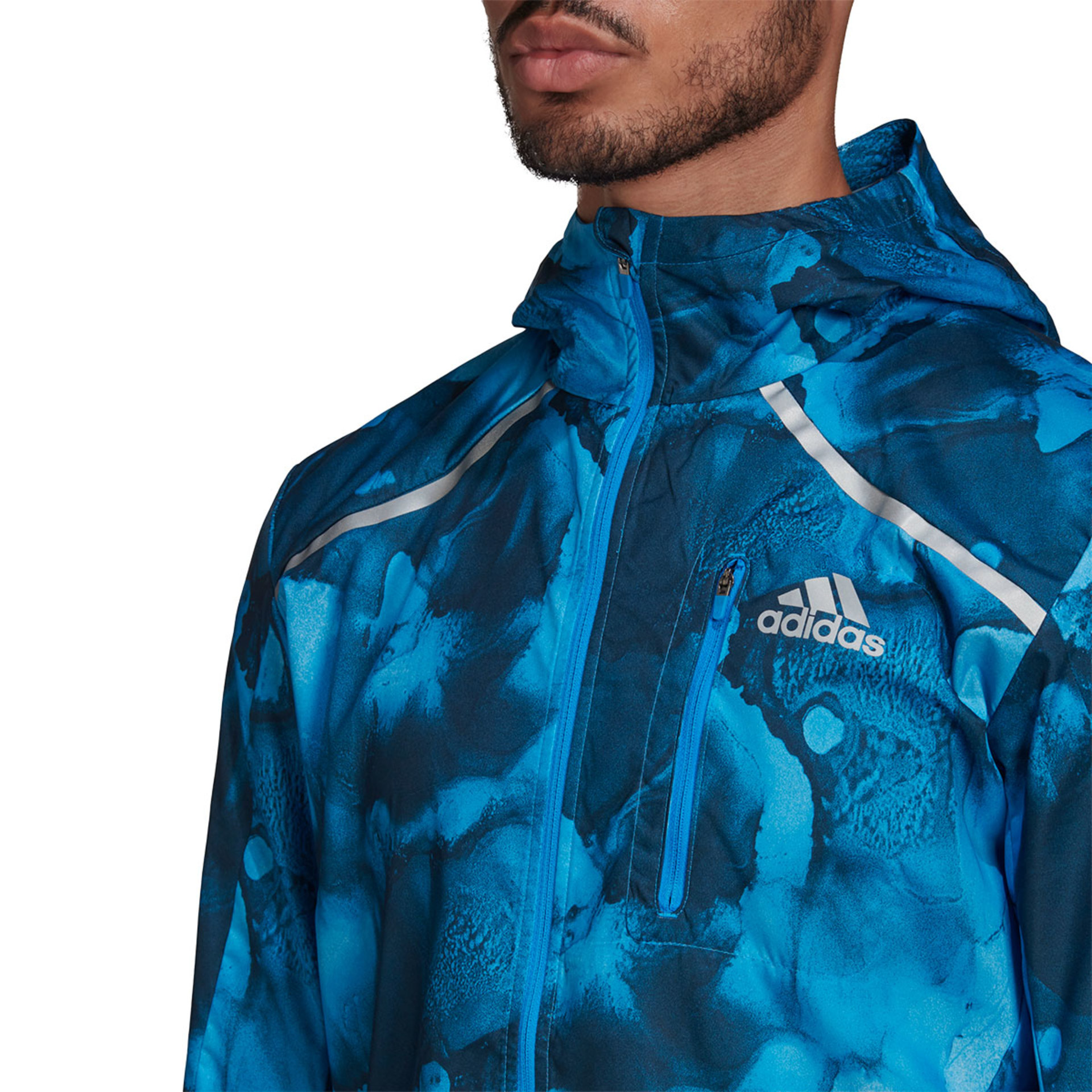 adidas Marathon Hardloopjack Blauw Print Heren