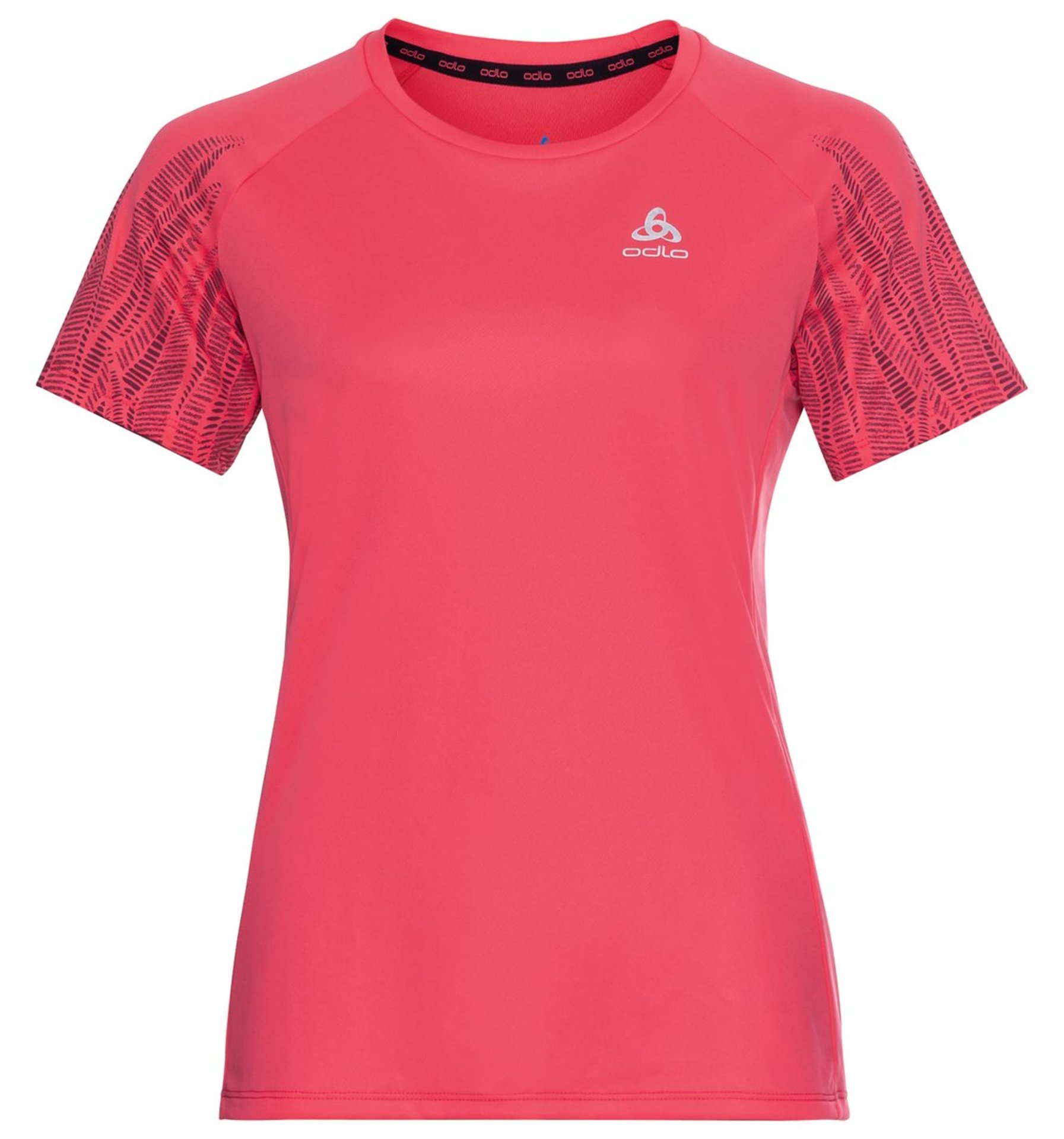 Odlo Essential Print Graphic Hardloopshirt Korte Mouwen Roze/Paars Dames