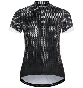 Odlo Essential Full Zip Fietsshirt Korte Mouwen Zwart/Wit Dames
