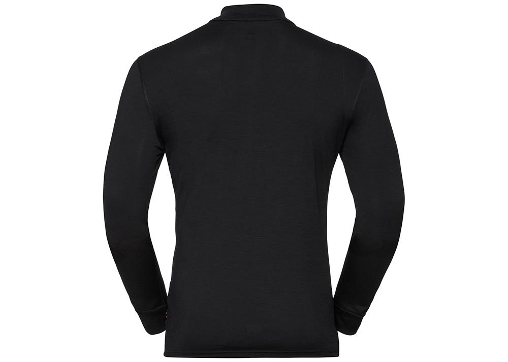 Undershirt Odlo Men Merino 200 Black Long Sleeve Crew Neck